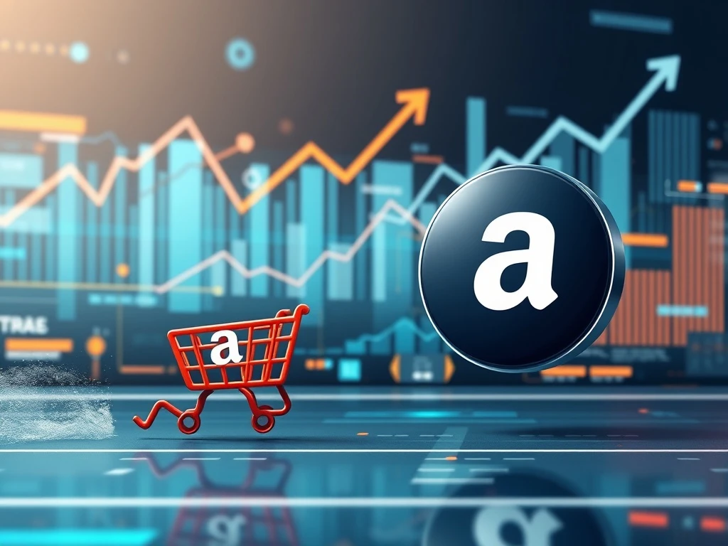 An agile online retailer brand icon surges past a larger competitor, symbolizing rapid e-commerce growth and market disruption.