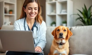 Online veterinarian consultation providing immediate professional pet healthcare from home