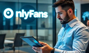 OnlyFans sale preparation with financial growth charts and business analytics