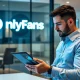 OnlyFans sale preparation with financial growth charts and business analytics