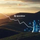 A chart showing a significant drop in Opendoor stock, with an upward arrow symbolizing potential recovery through strategic pivots.