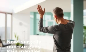 A person finding relief through non-surgical pain management techniques, demonstrating improved mobility and well-being.