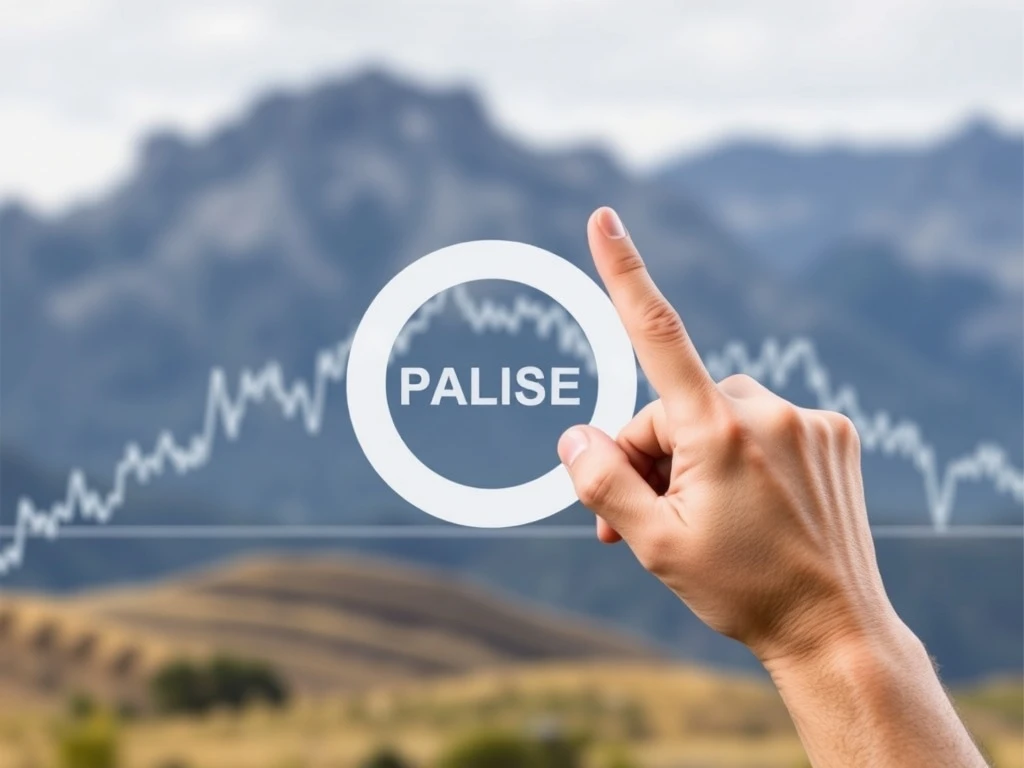 An analytical chart showing Palantir Price trends with a warning symbol, reflecting an analyst's cautious outlook.