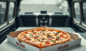A Papa John's pizza box sits on a counter, symbolizing the company's renewed focus on Papa John's Pizza quality and efficient delivery services.