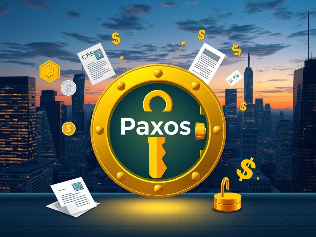 A golden key representing a Paxos bank license, symbolizing regulatory approval and secure financial operations in the crypto space.