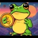 Pepe Dollar crypto coin emerging from a decentralized network, symbolizing its role in the meme economy revolution.
