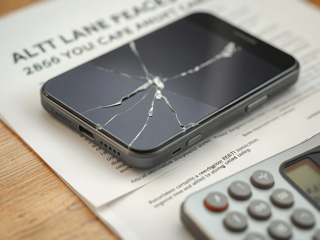 Documents and a calculator surround a broken smartphone, illustrating the financial struggles leading to a Phone Service Provider Bankruptcy.