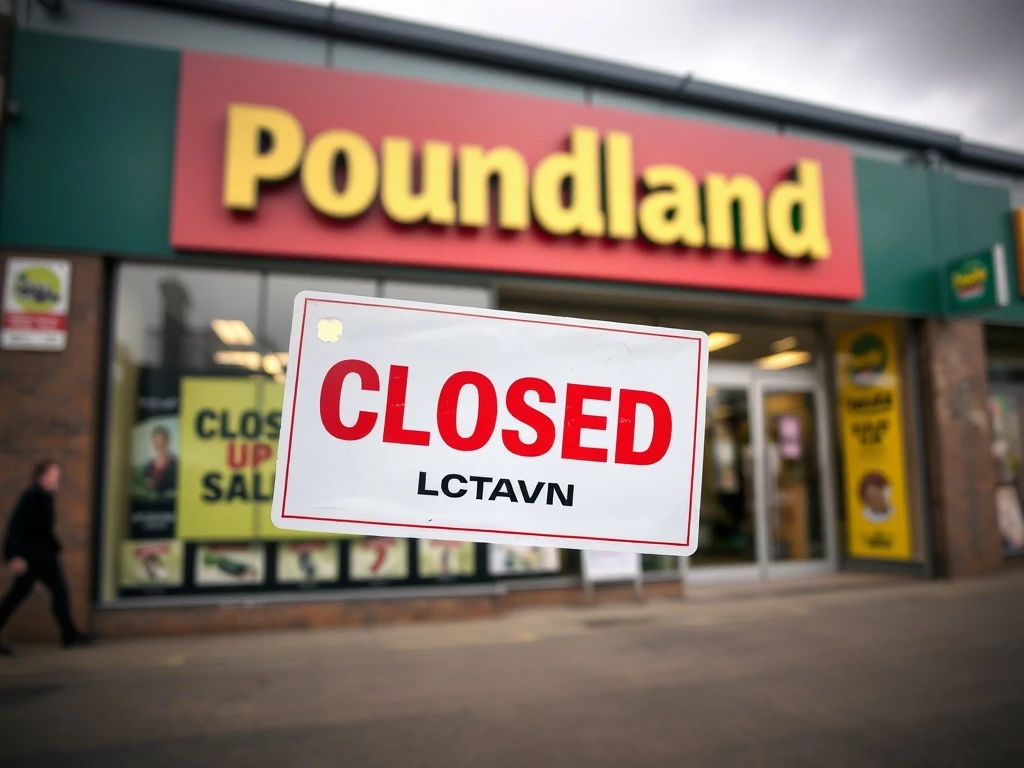 A Poundland store front with a 'closing down' sign, symbolizing the ongoing Poundland store closures and retail challenges.