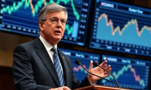 Jerome Powell announcing interest rate cuts during Federal Reserve policy meeting