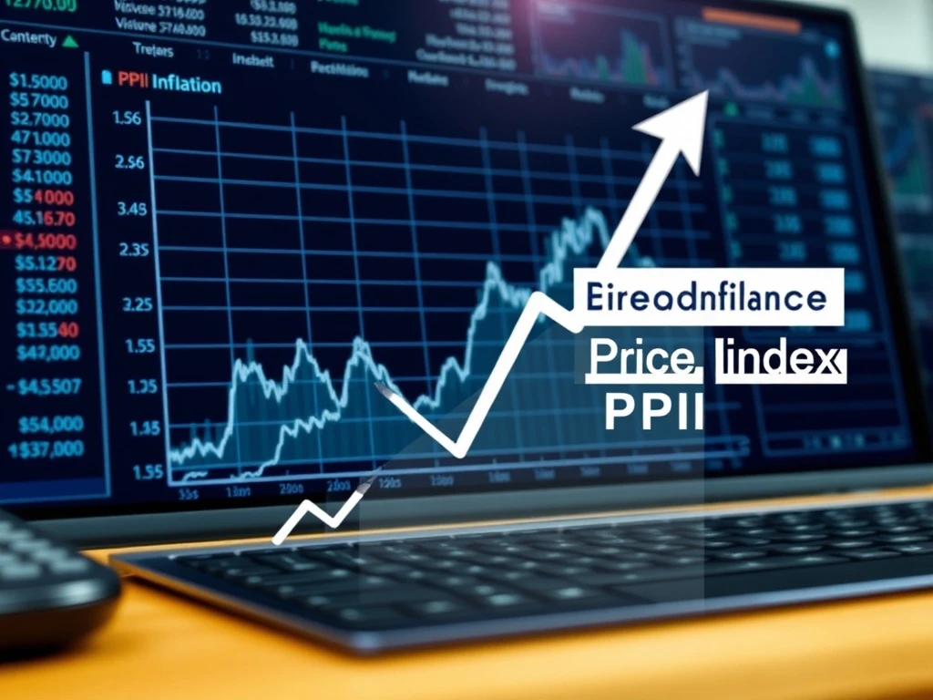 A magnifying glass hovering over a chart showing economic data trends, emphasizing the importance of watching the Producer Price Index.
