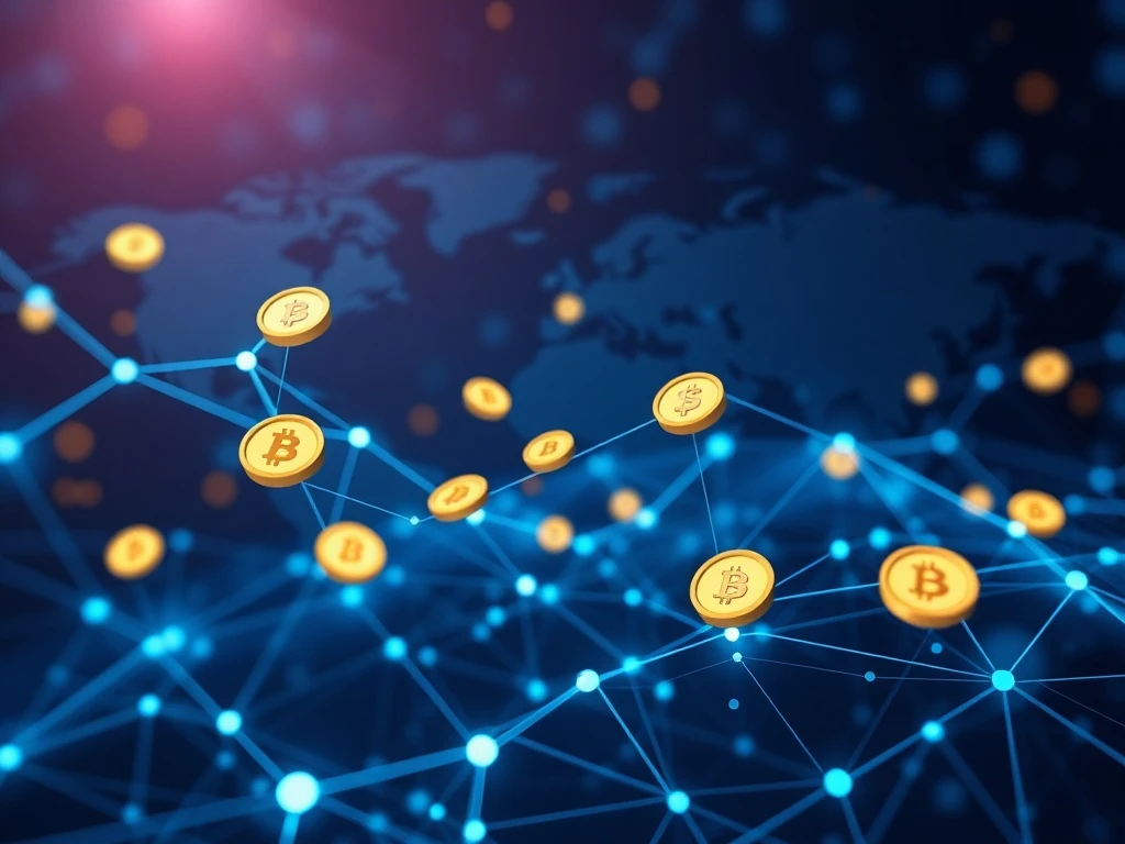 Programmable money flowing through global blockchain networks enabling automated financial transactions