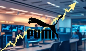Puma stock surge analysis showing dramatic price increase and market reaction to acquisition rumors