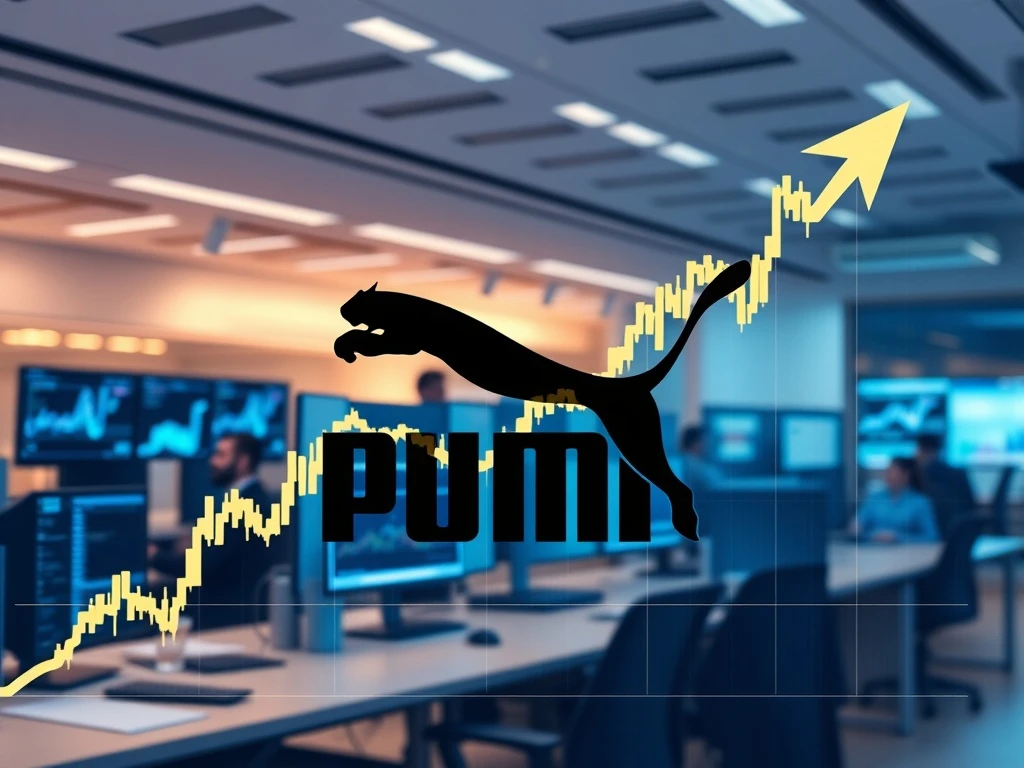 Puma stock surge analysis showing dramatic price increase and market reaction to acquisition rumors