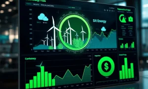 Qutom's innovative green energy trading platform dashboard showing sustainable investment analytics