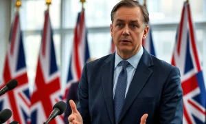 Business leader criticizing Rachel Reeves taxation policies during economic press conference