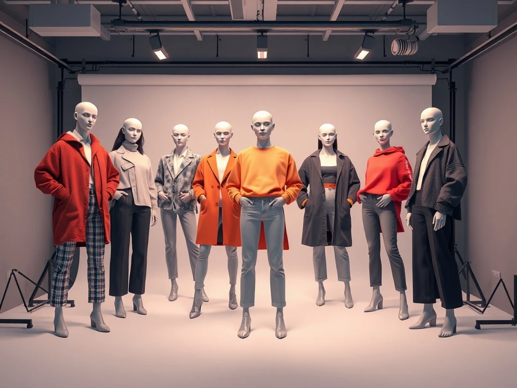 AI-generated realistic on-model product images showcasing clothing on diverse fashion models in professional studio setting