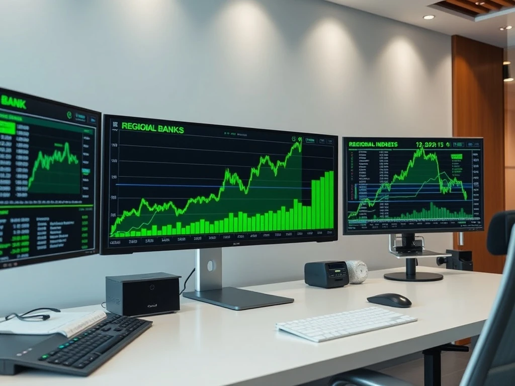 Regional bank stocks performance chart showing strong upward trend against major financial indices
