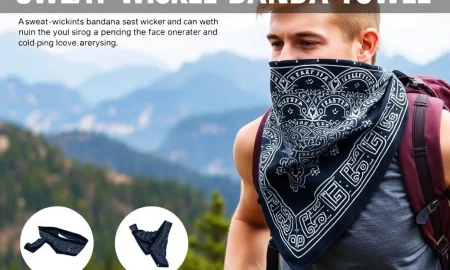 A close-up of the highly effective REI Bandana Towel, showcasing its texture and utility for outdoor enthusiasts.