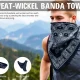 A close-up of the highly effective REI Bandana Towel, showcasing its texture and utility for outdoor enthusiasts.