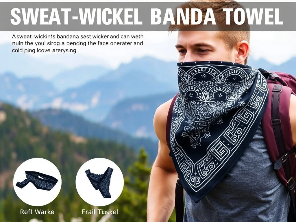 A close-up of the highly effective REI Bandana Towel, showcasing its texture and utility for outdoor enthusiasts.