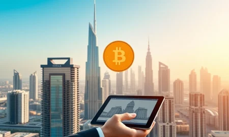 Guide to rent apartment in Dubai with Bitcoin showing modern property and digital currency integration