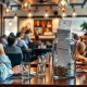 A hand places money into a tip jar on a restaurant table, symbolizing the evolving practice of restaurant tipping and consumer generosity.