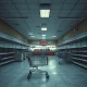 Empty retail store showing retail chain store closures with abandoned shopping areas and closed signs