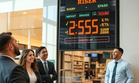 Retailer stock performance chart outperforming major tech stocks in modern business setting