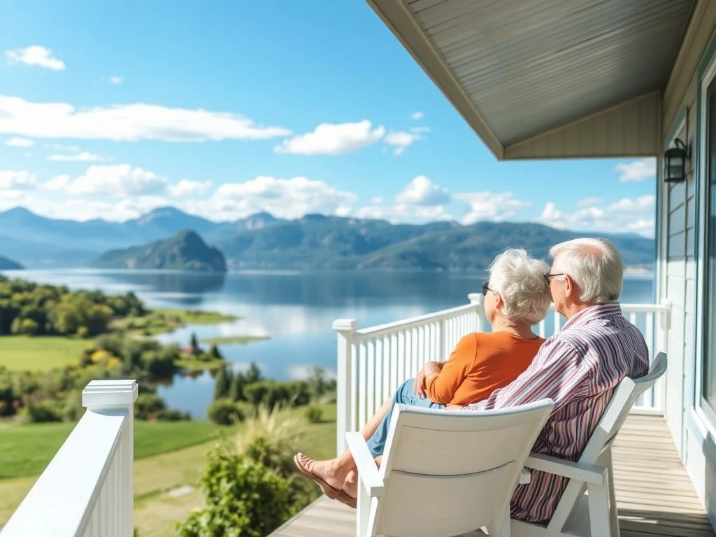 A happy couple enjoying their freedom, symbolizing the ability to successfully retire at 61 with financial security.