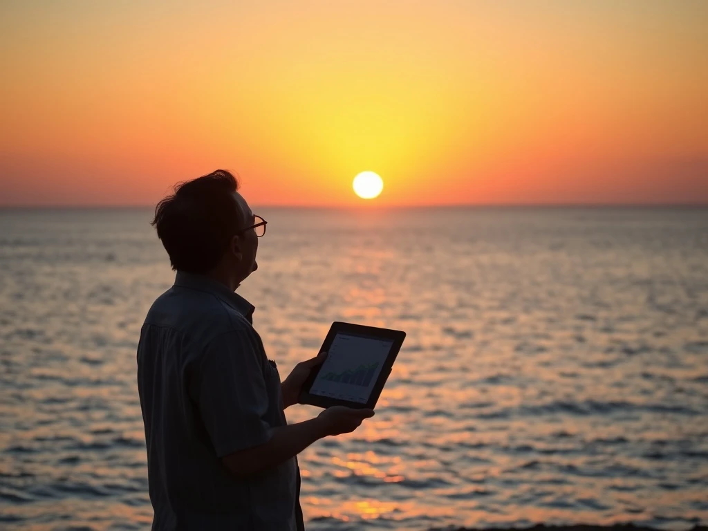 A person looking towards a sunset, symbolizing the journey to retire with 401k funds and achieve financial security in retirement.