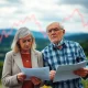 An elderly couple looking concerned while reviewing financial documents, illustrating the **retiree inflation risk** from misleading economic data.
