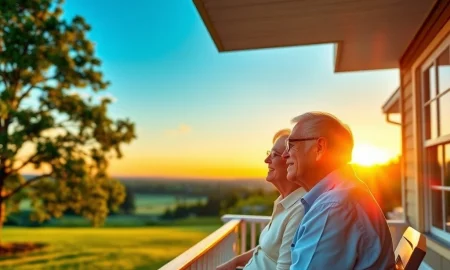 A couple enjoys a peaceful sunset, symbolizing successful retirement planning and financial freedom at 61.