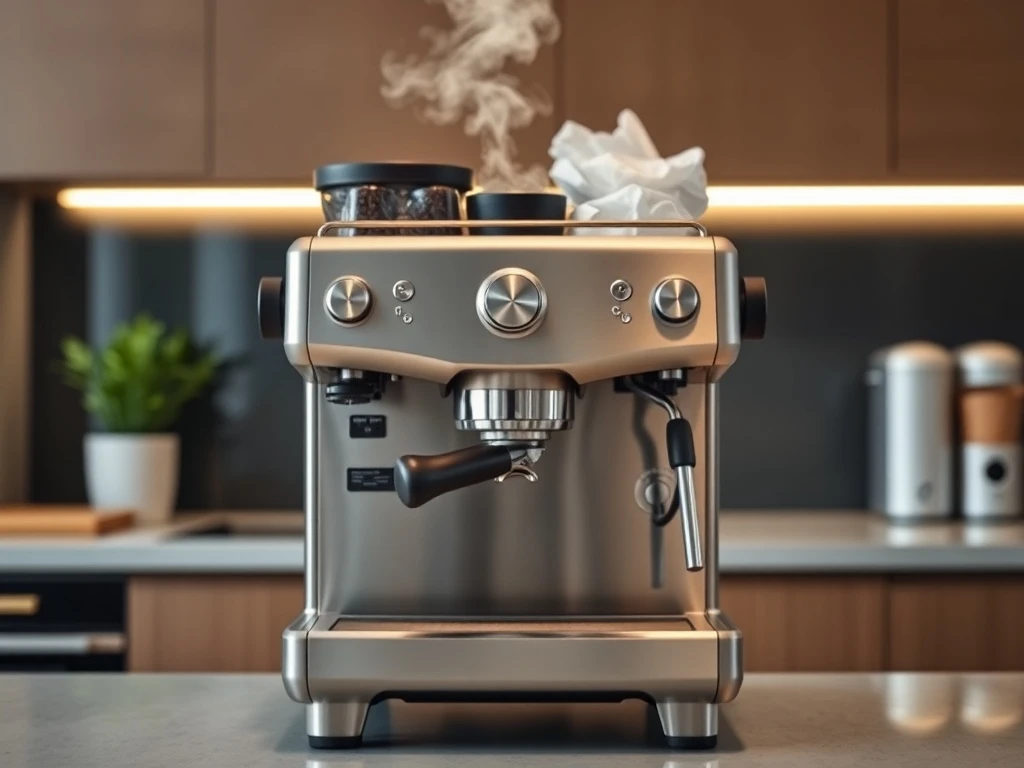 The sleek, modern Rocket Appartamento TCA espresso machine on a kitchen counter, showcasing its elegant design and advanced features.