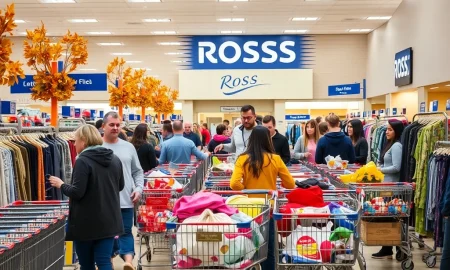 Consumers shopping for discount retail bargains at Ross Stores during fall season