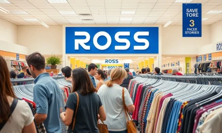 Ross Stores pricing changes affecting bargain shoppers examining merchandise in store aisles