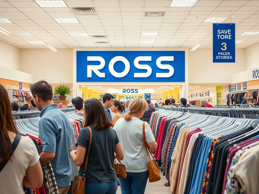 Ross Stores pricing changes affecting bargain shoppers examining merchandise in store aisles