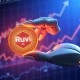 A powerful visual representing Ruvi AI's rapid growth and potential to eclipse Avalanche (AVAX) in the crypto market.