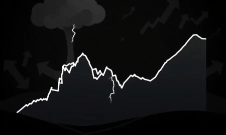 A chart showing S&P 500 growth with overlaid cautionary symbols, highlighting the need for S&P 500 caution amidst record highs.