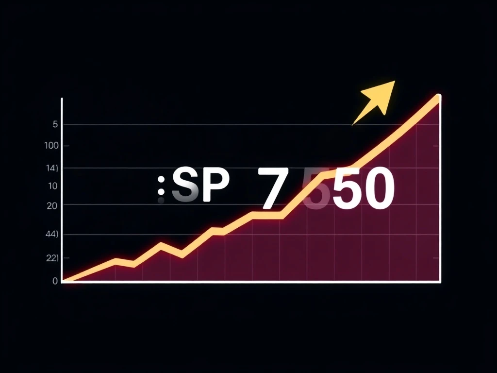 S&P 500 forecast chart showing a significant upward trend, illustrating the predicted market surge to 7,500.