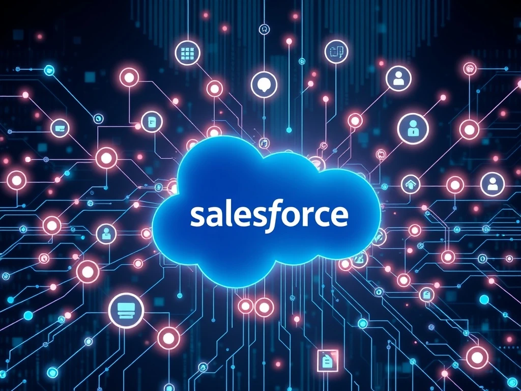 A visual representation of how Salesforce AI Agents seamlessly integrate with CRM systems to drive post-implementation success and continuous optimization.