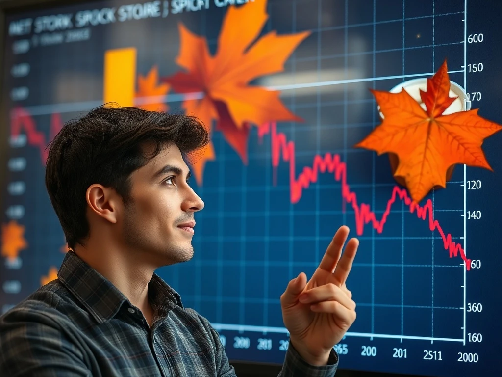 Visualizing the impact of seasonal stock trends on a portfolio as autumn approaches, highlighting market shifts.