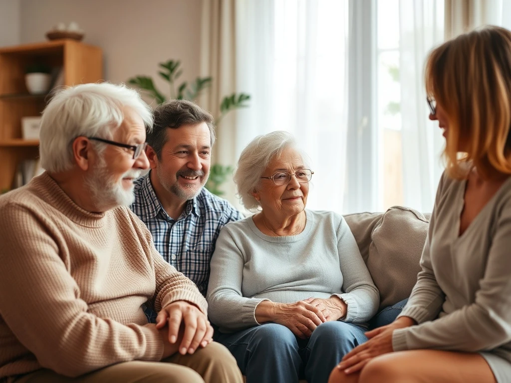 Multigenerational family enjoying comfortable living through innovative senior-housing program