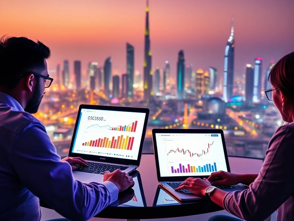A modern office setting in Dubai, where an SEO agency team strategically works to amplify online presence and achieve digital success.