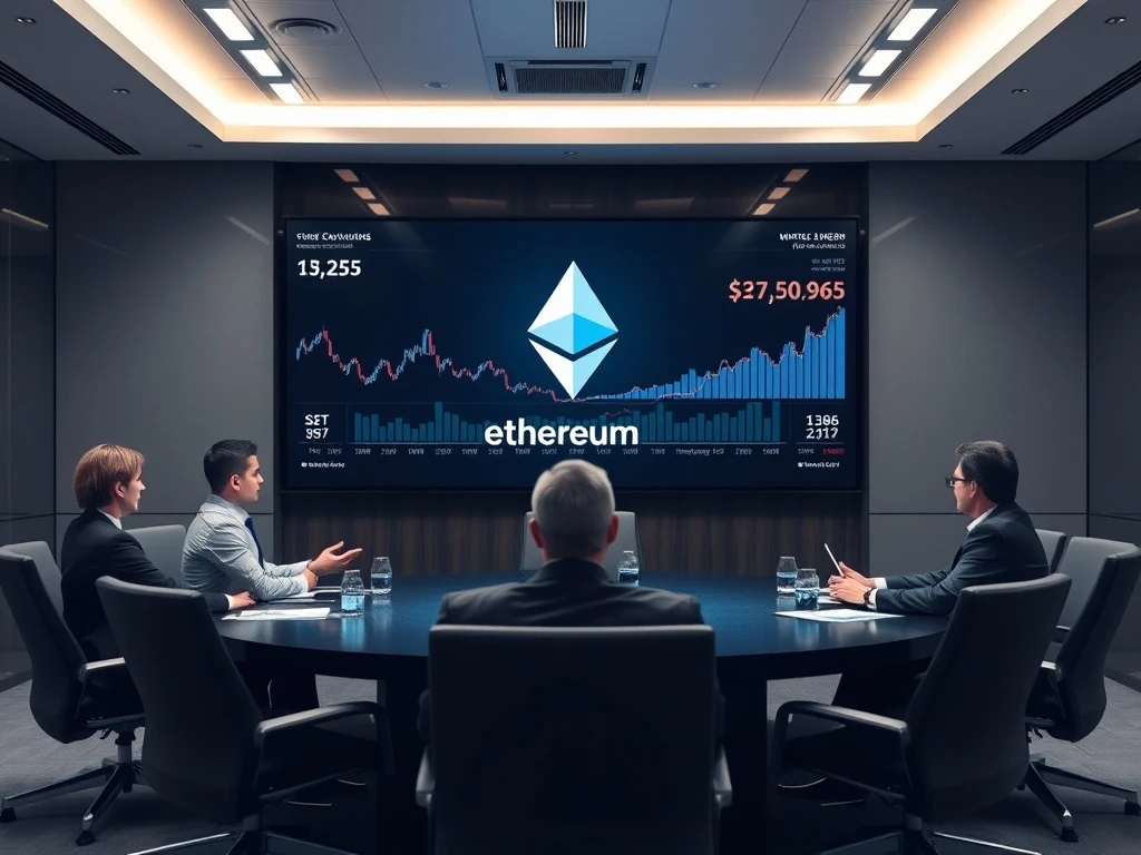 Corporate strategy meeting discussing Ether treasury expansion through stock buyback program