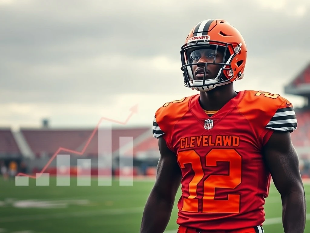 Shedeur Sanders, a promising Cleveland Browns rookie quarterback, stands on the field, symbolizing his burgeoning NFL career and Shedeur Sanders' net worth potential.