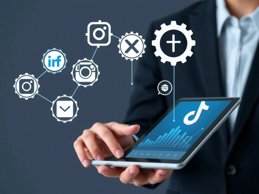 An illustration showing how social media automation helps top brands manage their digital presence efficiently.