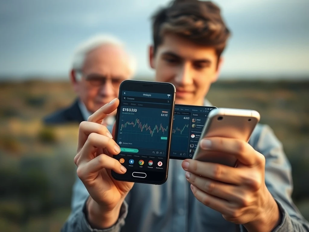 A person confidently engaging in social media investing, aiming for Buffett-level returns.