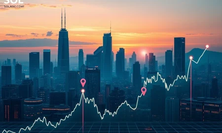 A visual representation of Solana's market performance, showing both upward and downward trends, indicating mixed signals for its price trajectory.