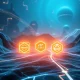 Three emerging crypto projects, Wormhole, Zebec Network, and Layer Brett, depicted as potential Solana Killer contenders on a high-speed blockchain network.