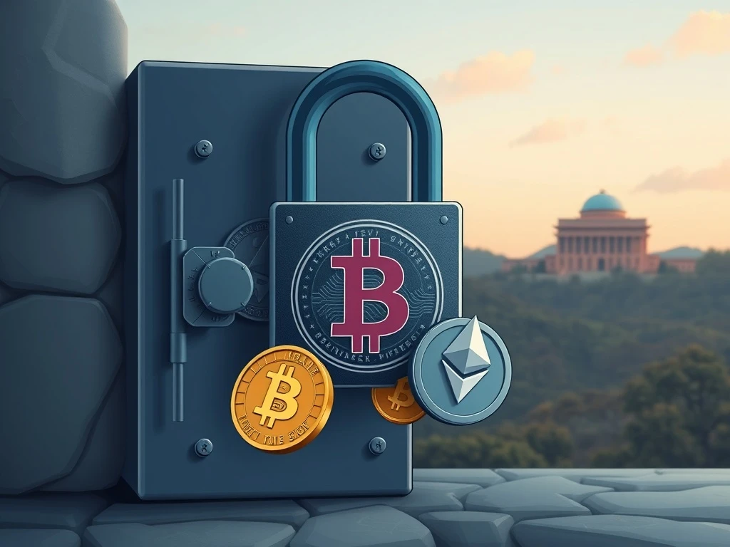 Illustrates the rigorous South Korea crypto tax enforcement efforts, with digital assets being secured or seized by authorities.